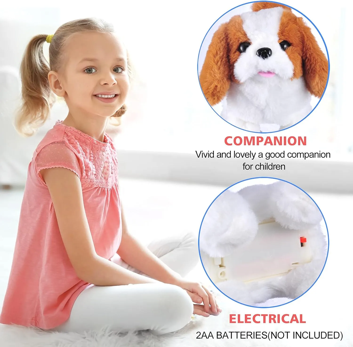WorWoder Plush Saint Bernard Toy Puppy Electronic Interactive Pet Dog - Walking, Barking, Tail Wagging, Stretching Companion Animal for Kids (Saint Bernard)