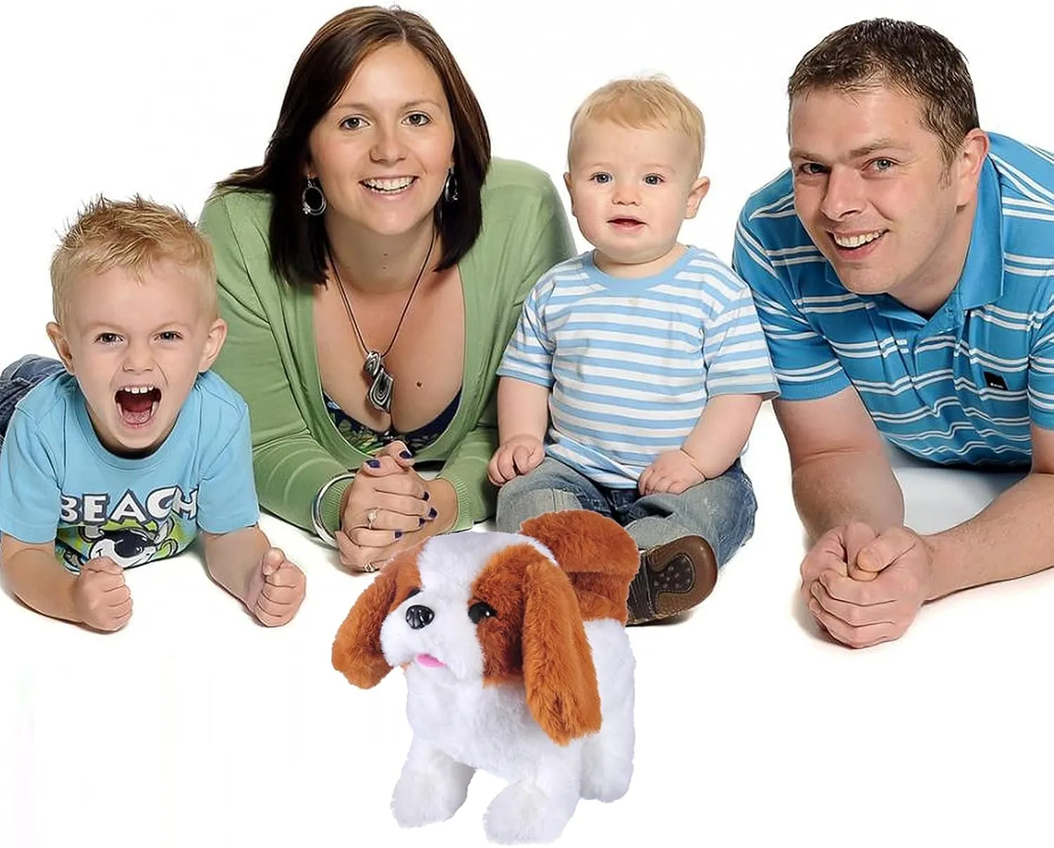 WorWoder Plush Saint Bernard Toy Puppy Electronic Interactive Pet Dog - Walking, Barking, Tail Wagging, Stretching Companion Animal for Kids (Saint Bernard)