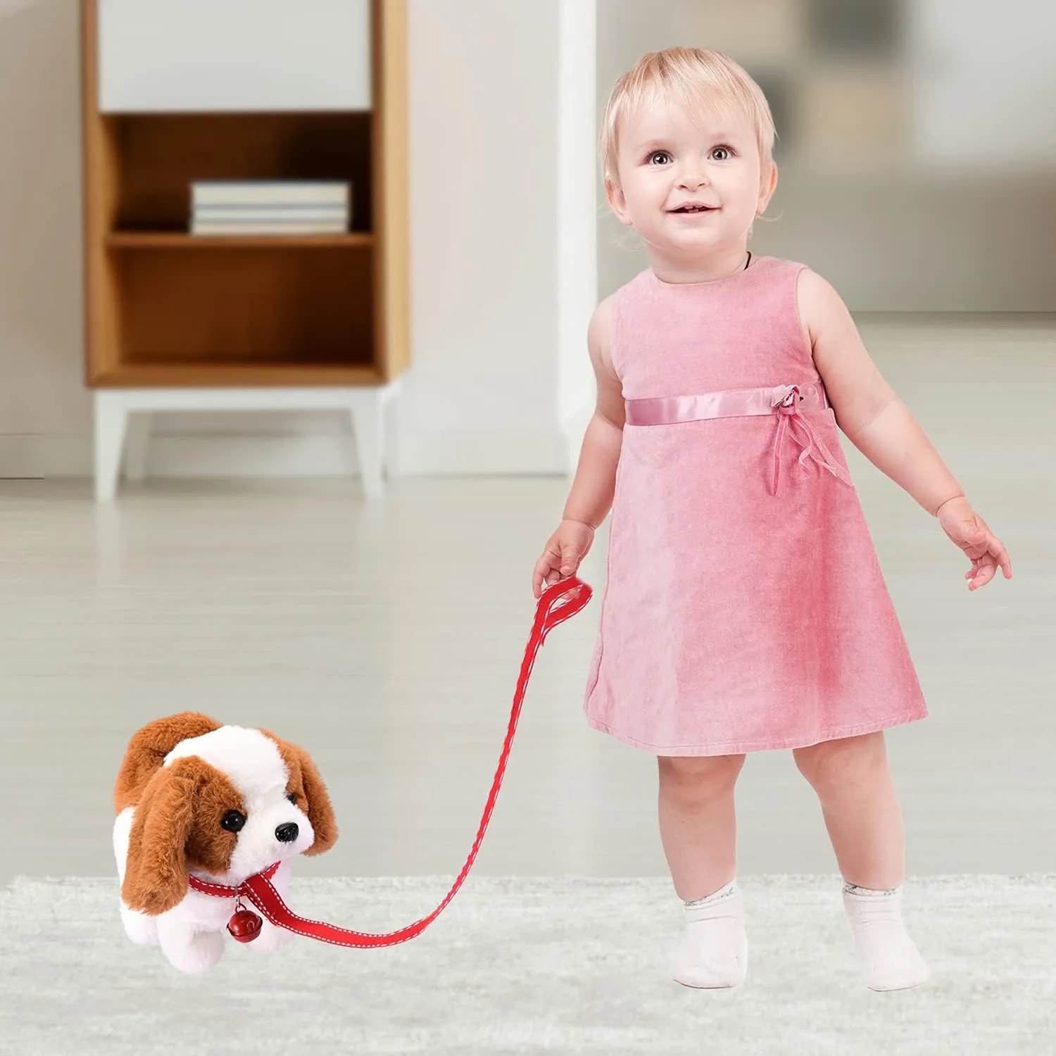 WorWoder Plush Saint Bernard Toy Puppy Electronic Interactive Pet Dog - Walking, Barking, Tail Wagging, Stretching Companion Animal for Kids (Saint Bernard)