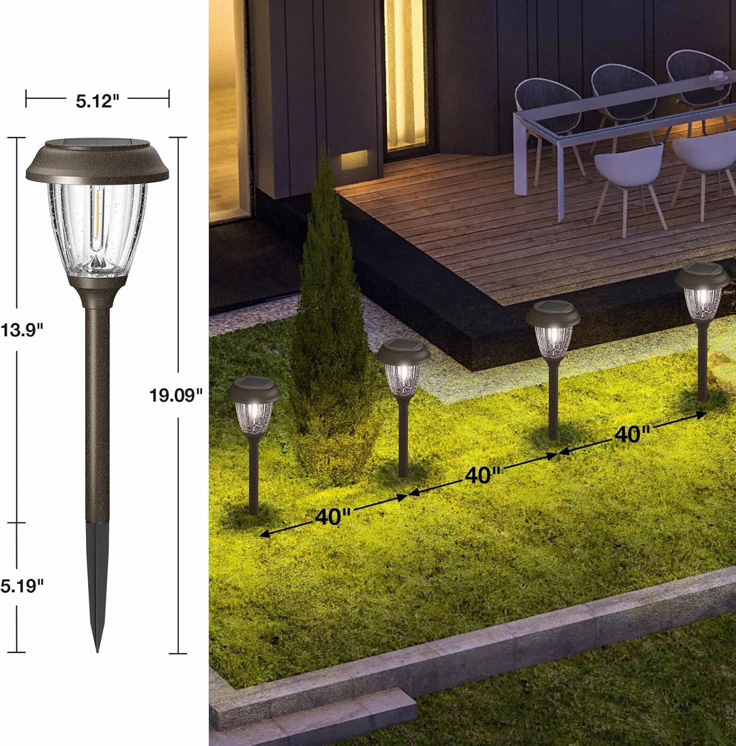 XMCOSY  Solar Lights Outdoor 10/25 LM LED with 2 Lighting Modes, Solar Garden Lights Glass and Metal, IP65 Waterproof Solar Powered for Yard Pathway Walkway Driveway Patio (6 Pack, Warm White)