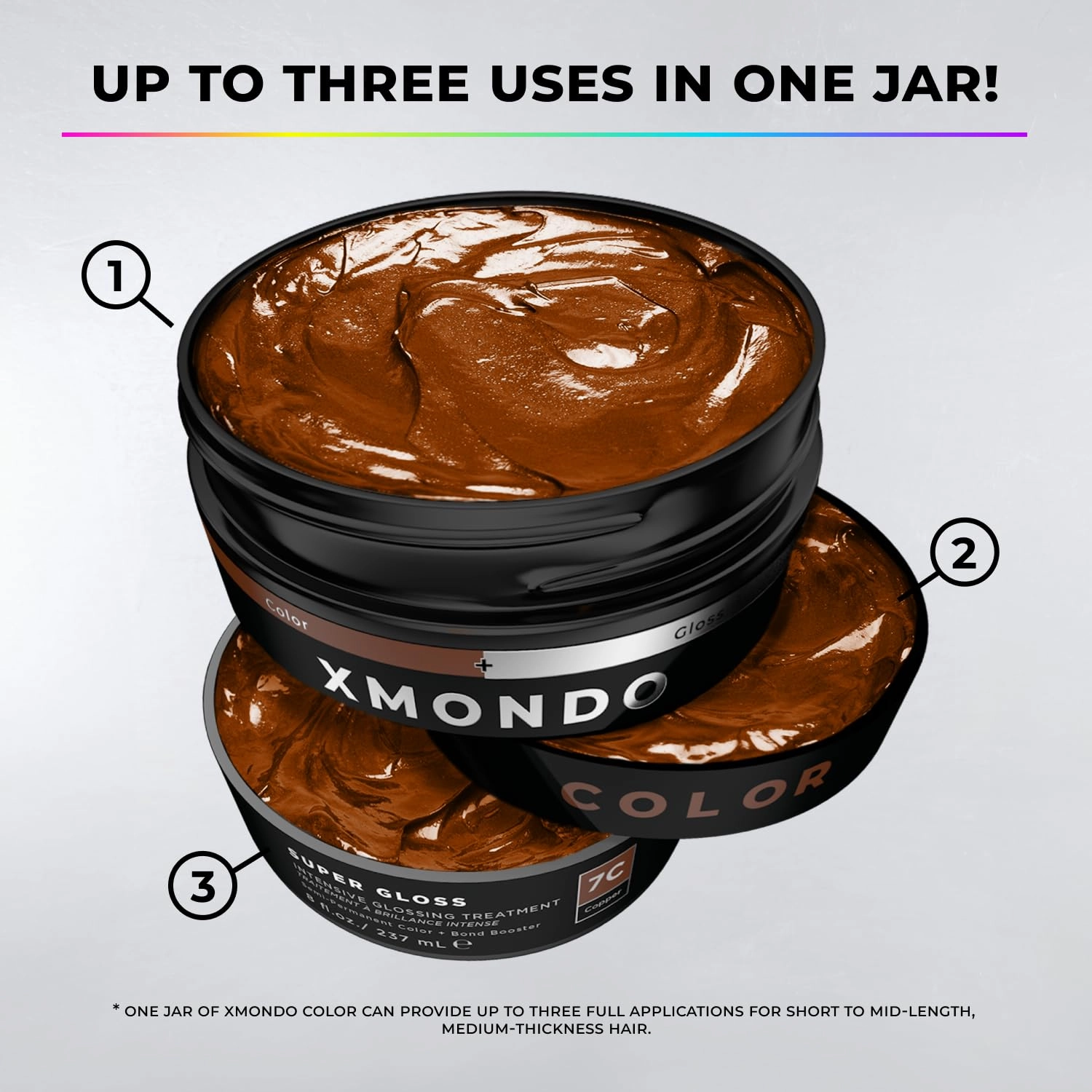 XMONDO Color Copper Color Depositing Mask & Semi-Permanent Hair Dye Super Gloss Infused with Bond Boosters for Nourishment, Revitalize & Repair, Vegan Formula, 8 Fl Oz