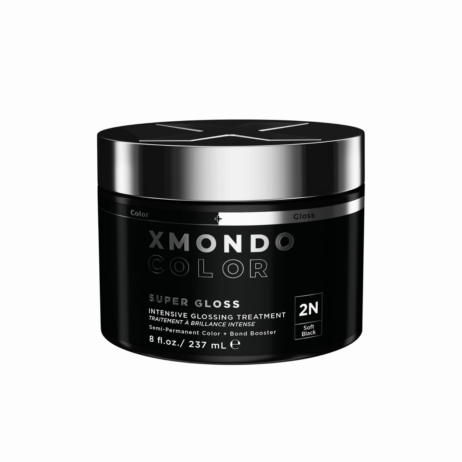 XMONDO Color Soft Black Color Depositing Mask & Semi-Permanent Hair Dye Super Gloss Infused with Bond Boosters for Nourishment, Revitalize & Repair, Vegan Formula, 8 Fl Oz