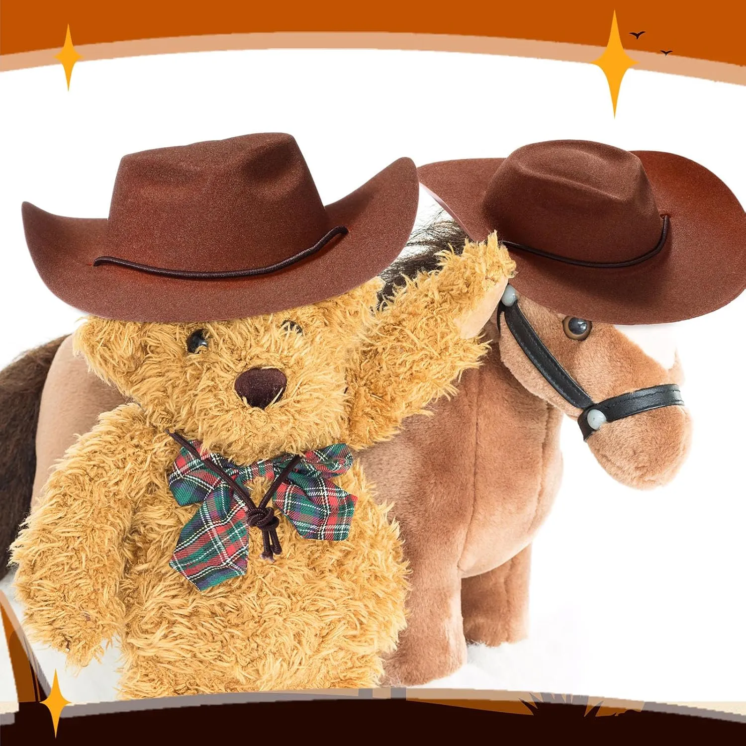 Xtinmee 24 Pcs Mini Cowboy Hats for Party Plastic Little Cowboy Hats for Crafts Doll Shooters Party
