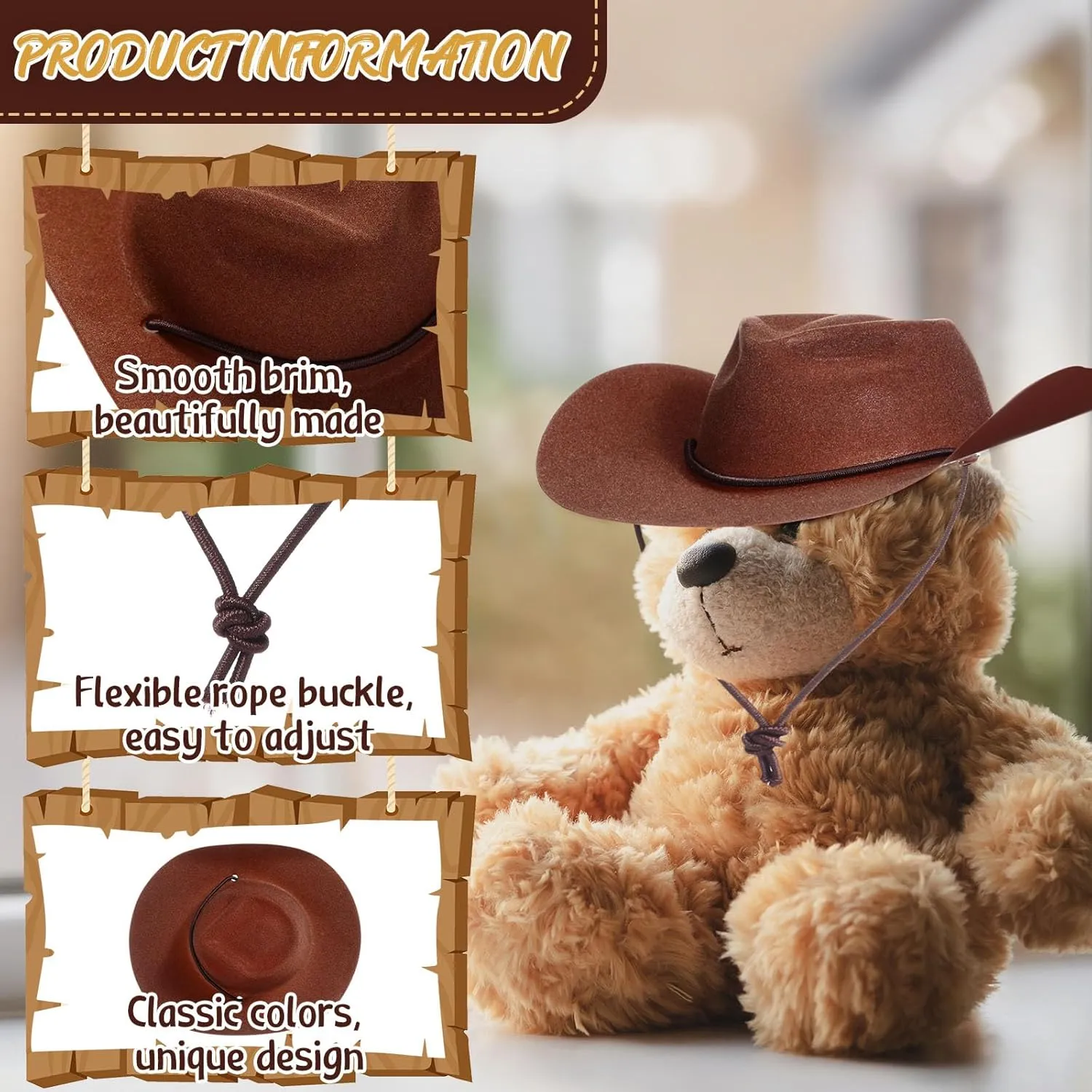 Xtinmee 24 Pcs Mini Cowboy Hats for Party Plastic Little Cowboy Hats for Crafts Doll Shooters Party
