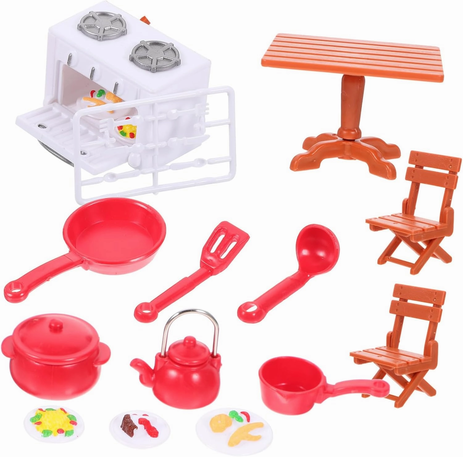 Yardwe 4 Sets Girl Doll House Kit Doll House Accessories Mini Kitchen Utensils Miniature Furniture Reusable