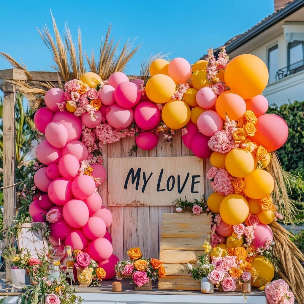 Yellow Pink Balloon Garland - Double Stuffed Baby Pink Peach Balloons Different Sizes Pastel Coral Balloon Arch Kit For Birthday Spring Baby Shower Wedding Flower Fairy Party Decorations