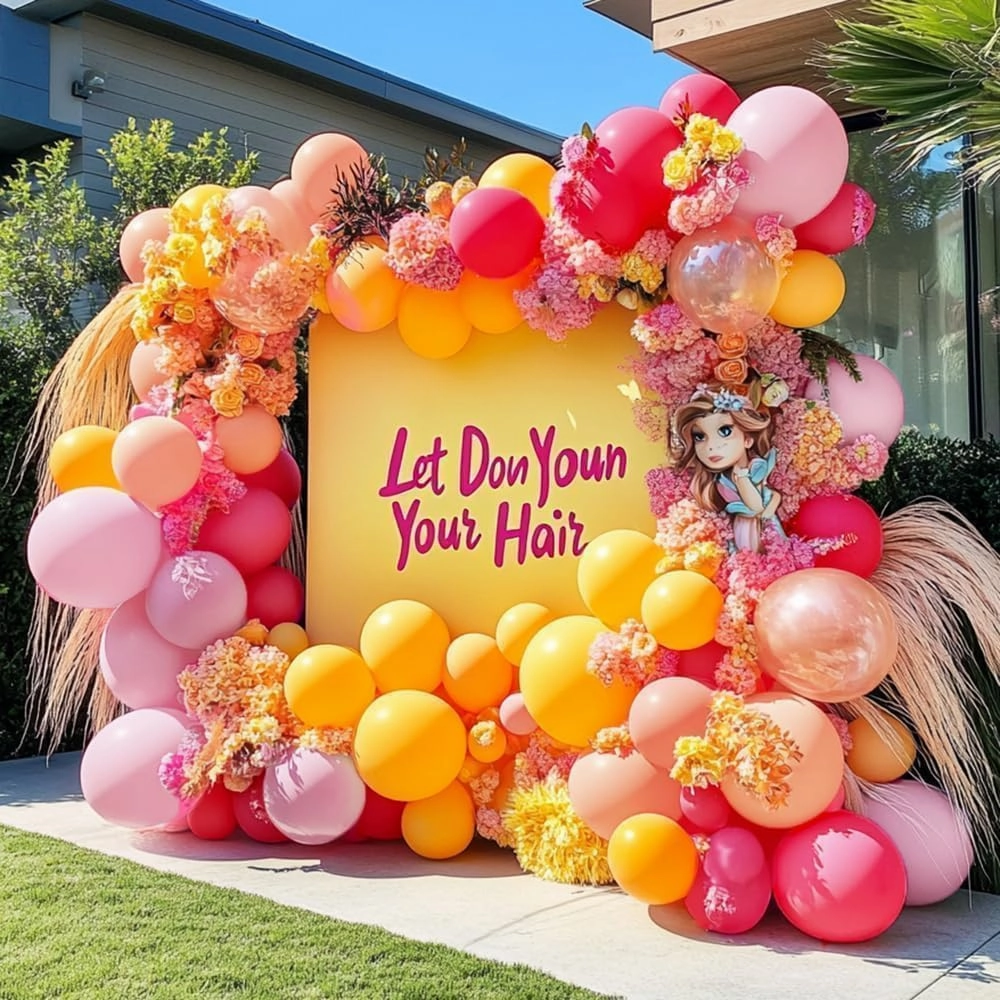 Yellow Pink Balloon Garland - Double Stuffed Baby Pink Peach Balloons Different Sizes Pastel Coral Balloon Arch Kit For Birthday Spring Baby Shower Wedding Flower Fairy Party Decorations