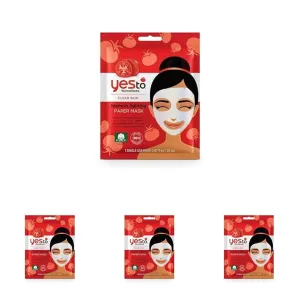 Yes To Tomatoes Acne Fighting Paper Mask, With Salicylic Acid To Help Control Pimples & Blackheads, 1 Count (Pack of 4)