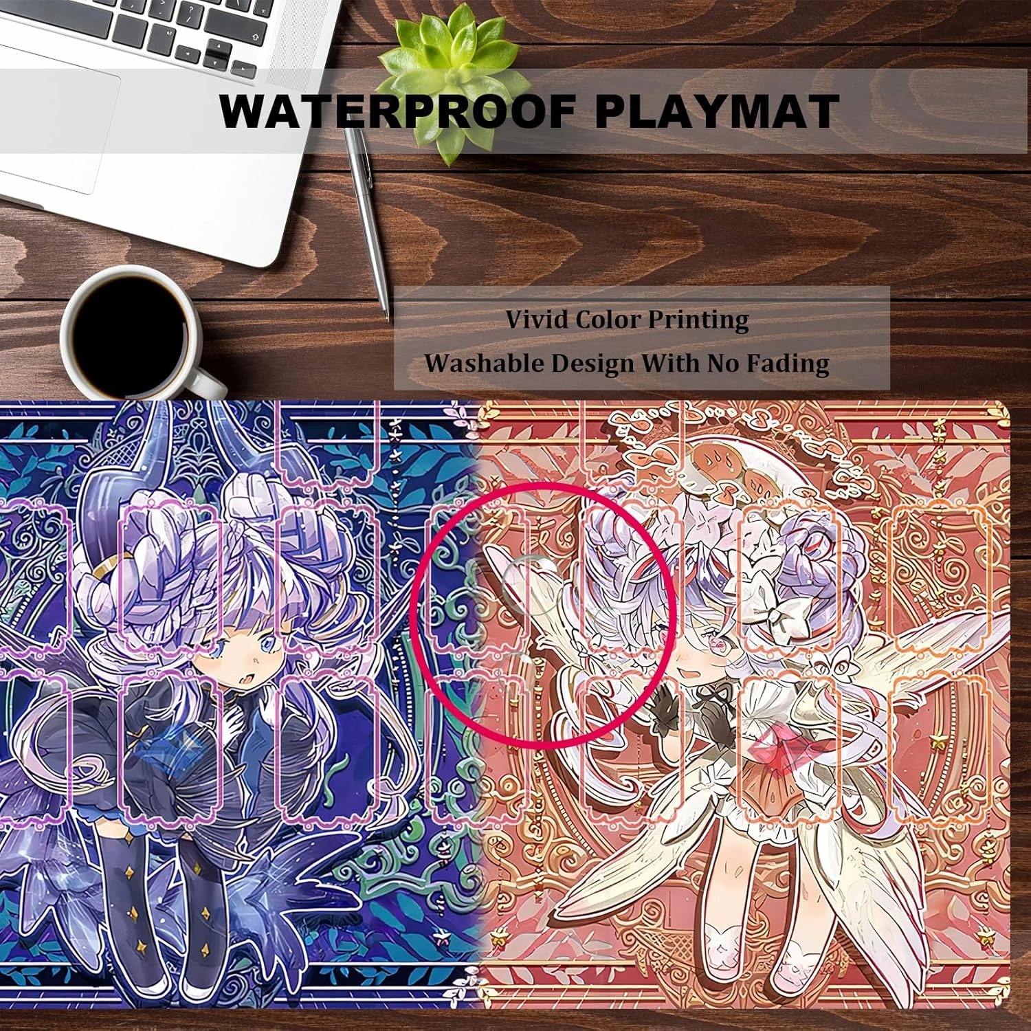 Ygo Playmat - Card Rubber Mat Duel Mat Gaming Competition Pad - Card Binder Deck - 23.6x13.7in (Zones)