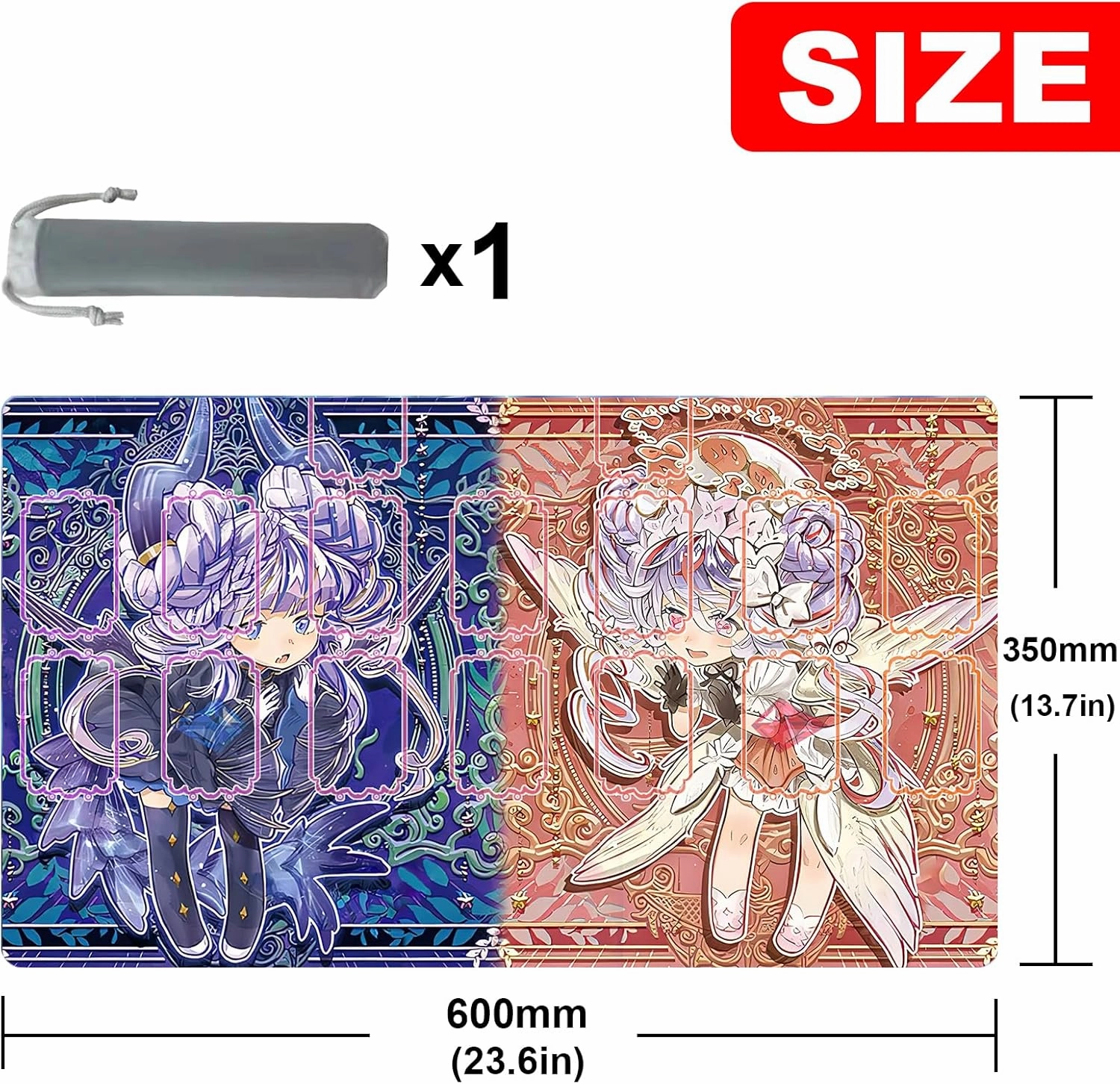 Ygo Playmat - Card Rubber Mat Duel Mat Gaming Competition Pad - Card Binder Deck - 23.6x13.7in (Zones)