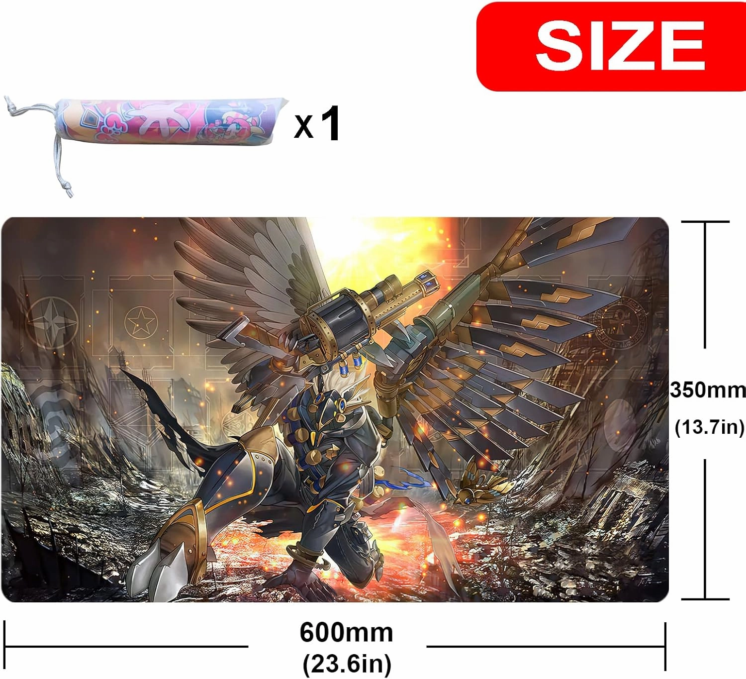 ygo playmat Duel Mat Gaming Card Rubber playmat Card Binder 23.6x13.7in (Ominous Omen)