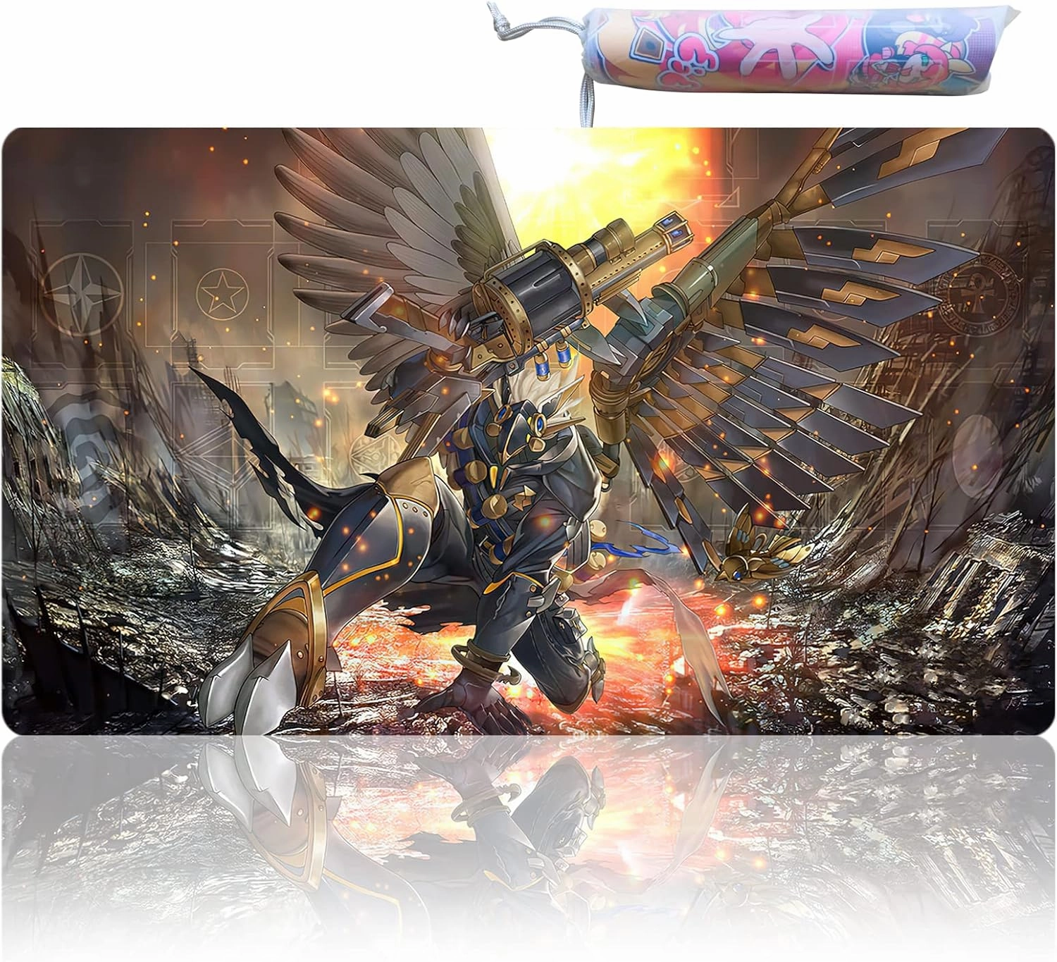 ygo playmat Duel Mat Gaming Card Rubber playmat Card Binder 23.6x13.7in (Ominous Omen)