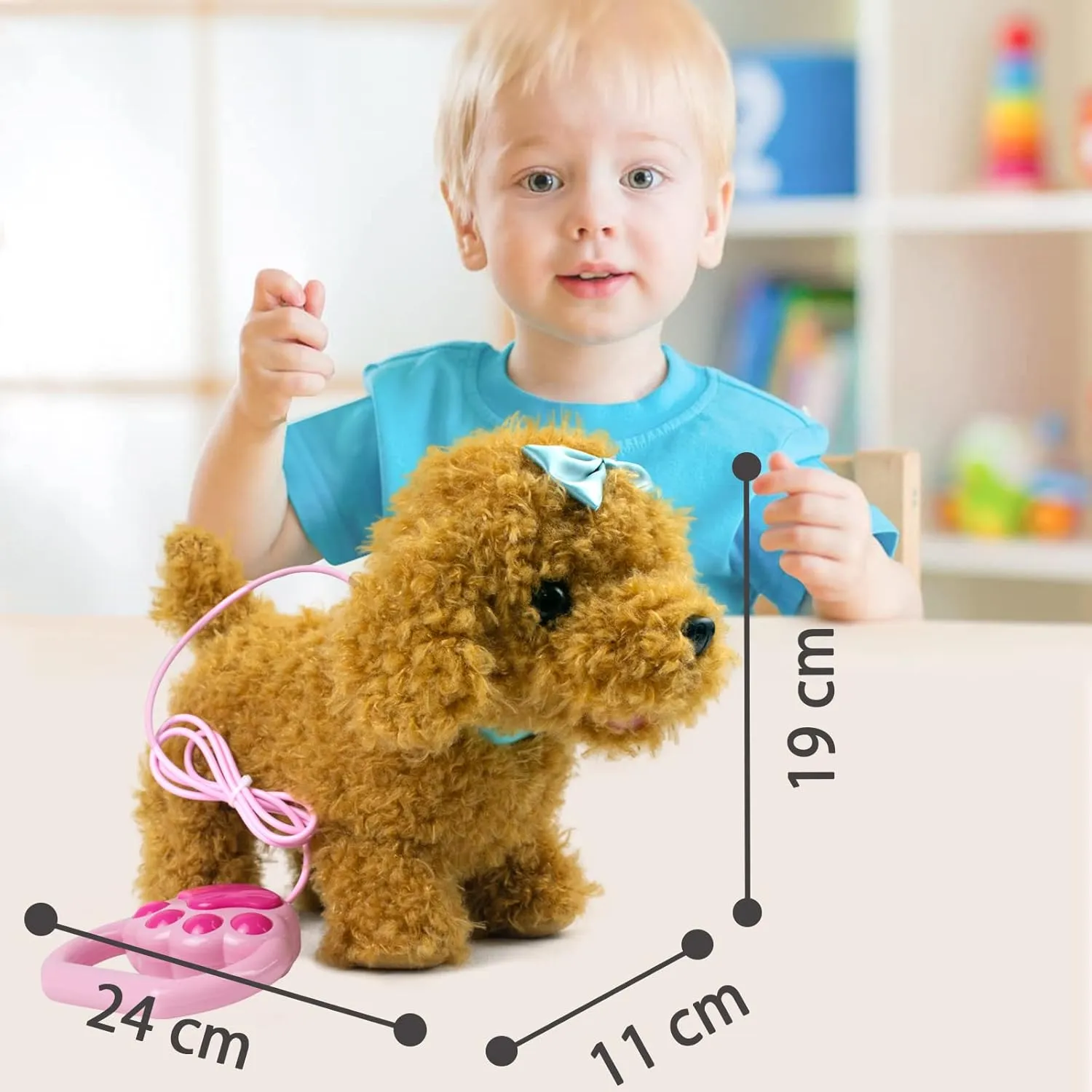 YH YUHUNG Walking Dog Toys for Kids with Remote Control Leash, Plush Electronic Pets Puppy Interactive Dog That Walk, Bark, Head Nod, Wags Tail(Brown)