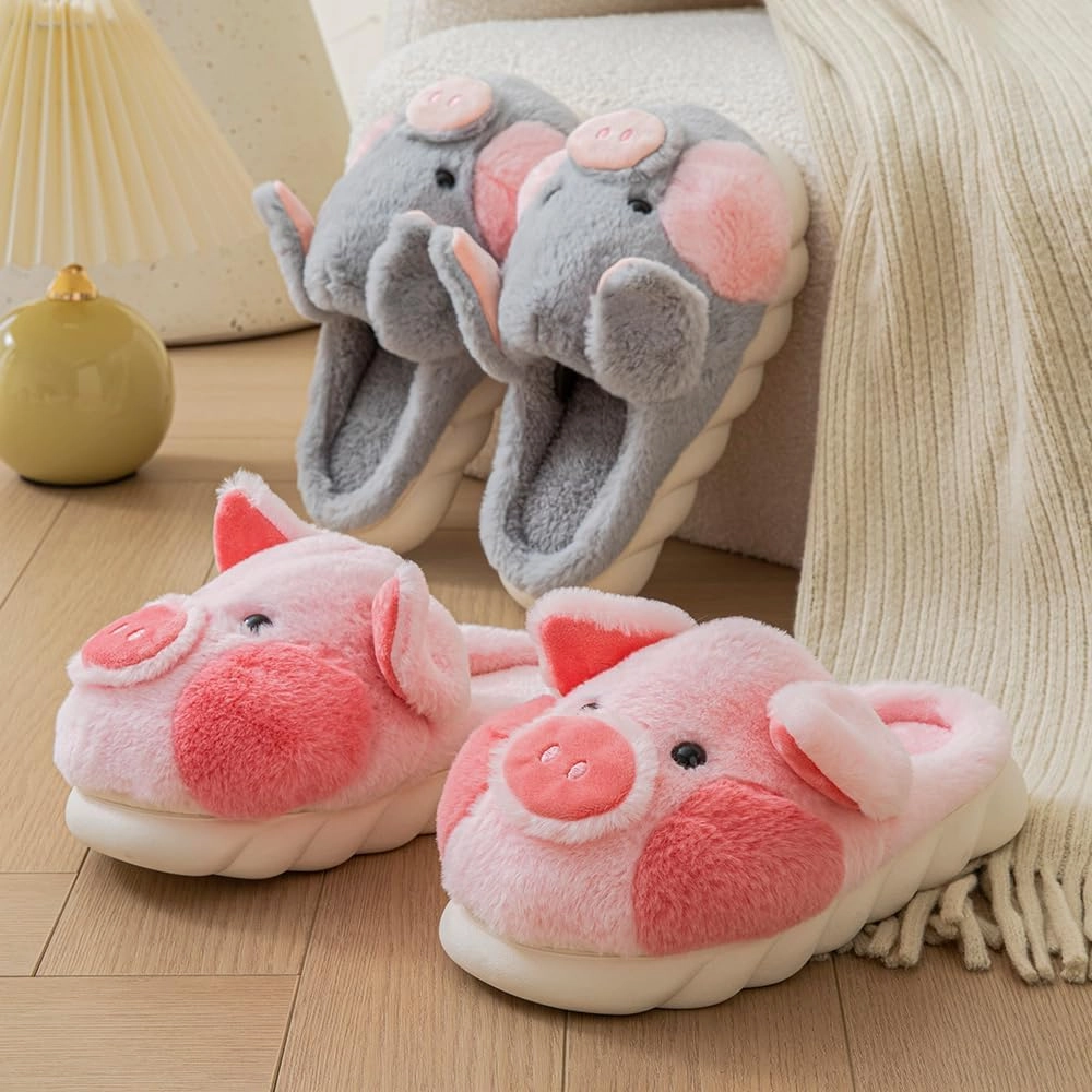 YILANLAN Adult Cotton Slippers PIg Slippers Home Slippers Plush Slippers Animal Slippers