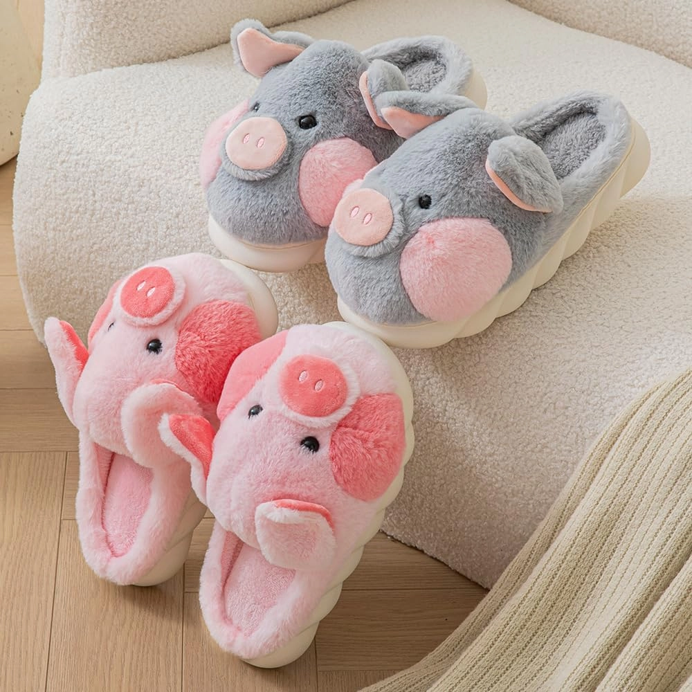 YILANLAN Adult Cotton Slippers PIg Slippers Home Slippers Plush Slippers Animal Slippers