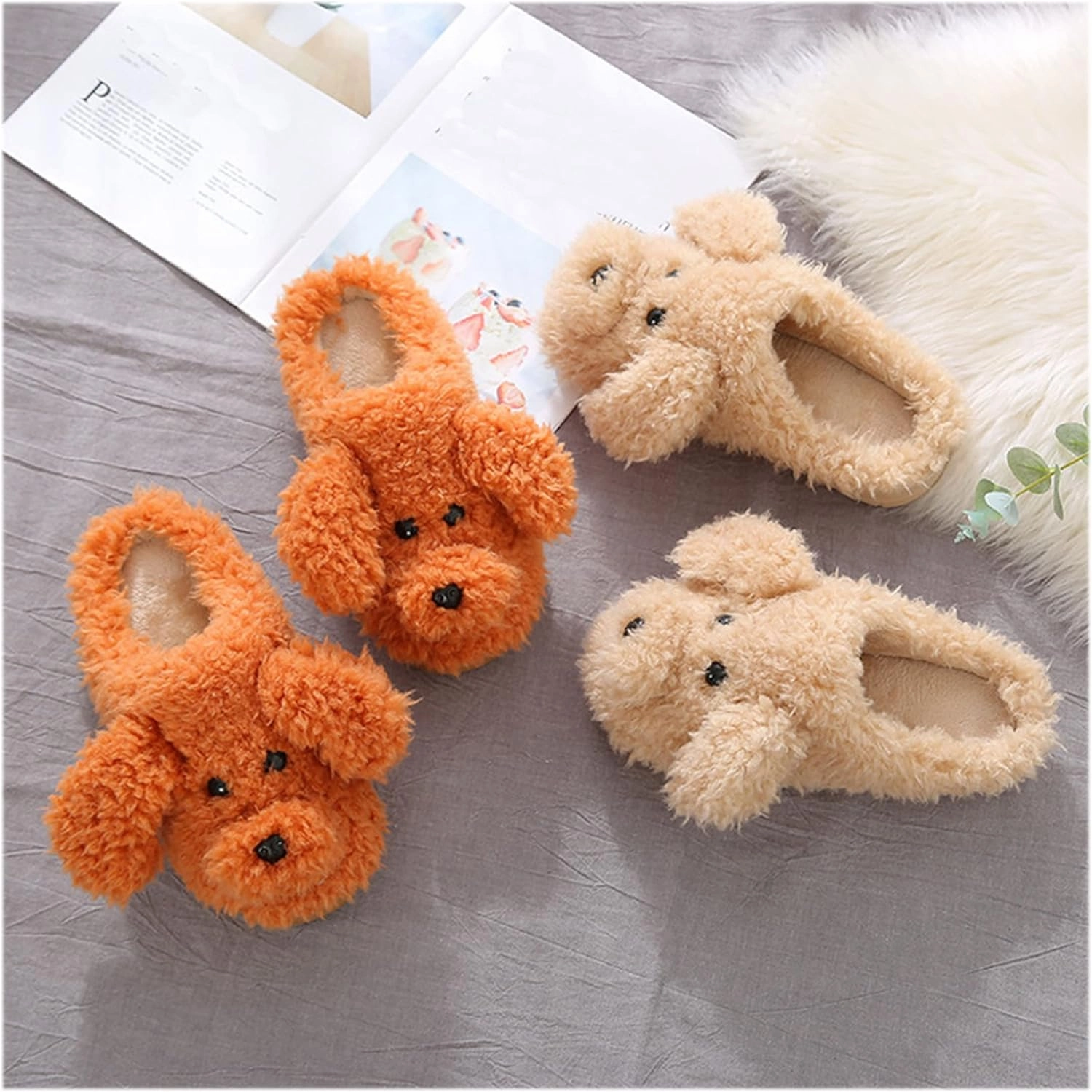 YILANLAN Women's Cartoon Animal Dog Home Cute Slippers - Warm Winter Slippers