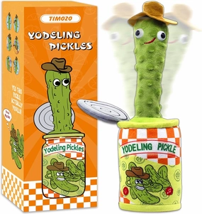 Yodeling Pickle, Talking Yodeling Toy Repeats What You Say, Singing Pickle Plush Toys - Rechargeable Twisted Mimicking Toy Singing Dance, Funny Prank Novelty Gag Gifts for Adults & Kids