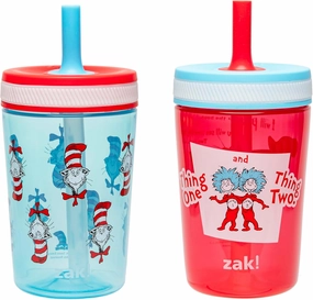 Zak Designs Dr. Seuss Kelso Toddler Cups For Travel or At Home, 15oz 2-Pack Durable Plastic Sippy Cups With Leak-Proof Design is Perfect for Kids (The Cat in the Hat)
