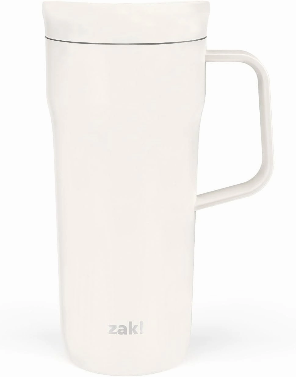 Zak Designs Harmony Tumbler for Travel or At Home, 20oz Recycled Stainless Steel is Splash-Proof and Vacuum Insulated with Slide Lid and Handle (Cream White)