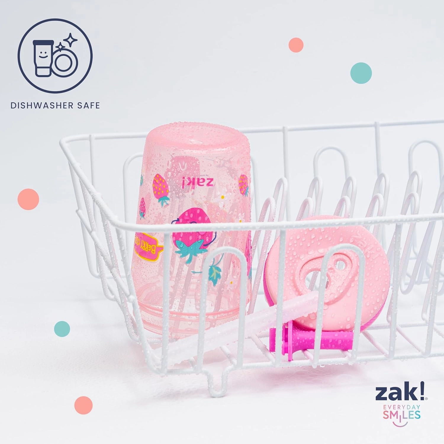 Zak Designs Kelso Toddler Cups For Travel or At Home, 15oz 2-Pack Durable Plastic Sippy Cups With Leak-Proof Design is Perfect For Kids (DinoRoar, Zaksaurus)