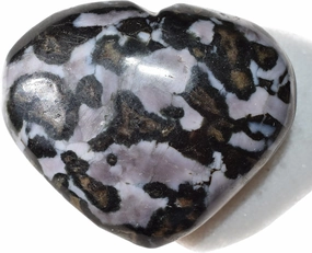 Zenergy Gems Selenite Charged Hand-Carved Natural Mystic Indigo Gabbro Pocket Puffy Heart/Palm Heart/Worry Stone   Selenite Heart Charging Crystal [Included]