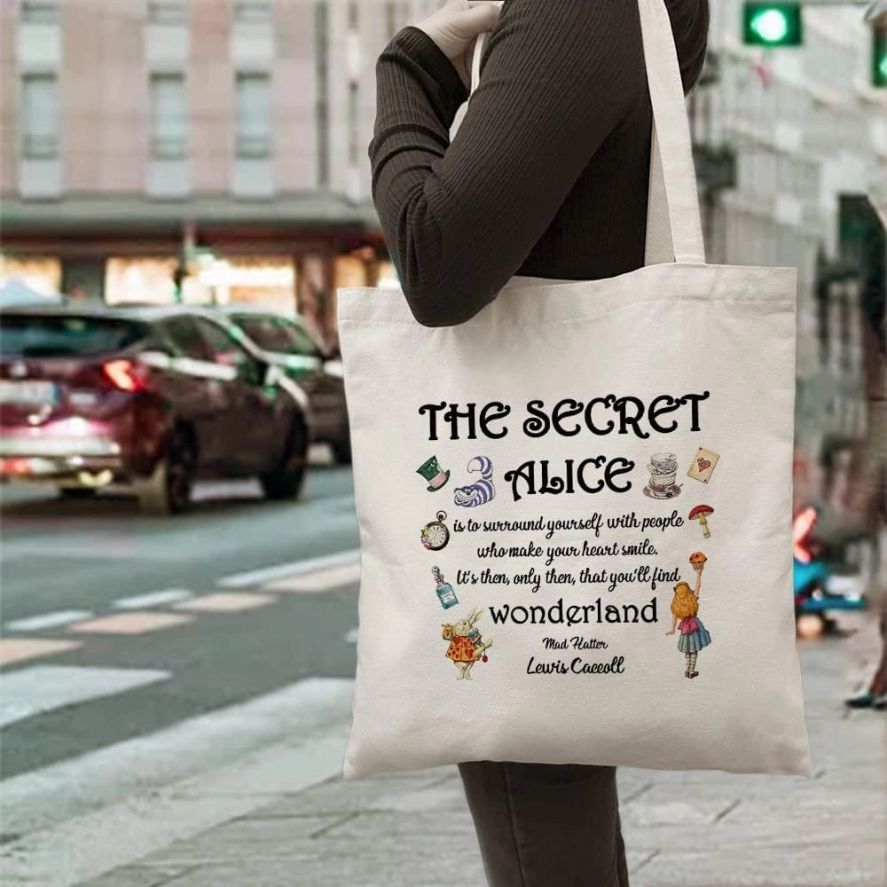 ZHANTUONE Fairy Tale Funny Canvas Cosmetic Bag and Tote Bag Set Reusable, Tote Bag with Zipper Inner Pockets, Gifts for Bestie Friends Coworker, Movie Lover Fairy Tale Fans
