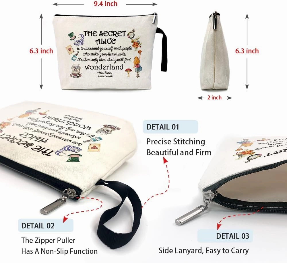 ZHANTUONE Fairy Tale Funny Canvas Cosmetic Bag and Tote Bag Set Reusable, Tote Bag with Zipper Inner Pockets, Gifts for Bestie Friends Coworker, Movie Lover Fairy Tale Fans
