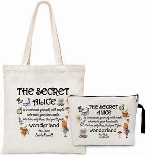 ZHANTUONE Fairy Tale Funny Canvas Cosmetic Bag and Tote Bag Set Reusable, Tote Bag with Zipper Inner Pockets, Gifts for Bestie Friends Coworker, Movie Lover Fairy Tale Fans