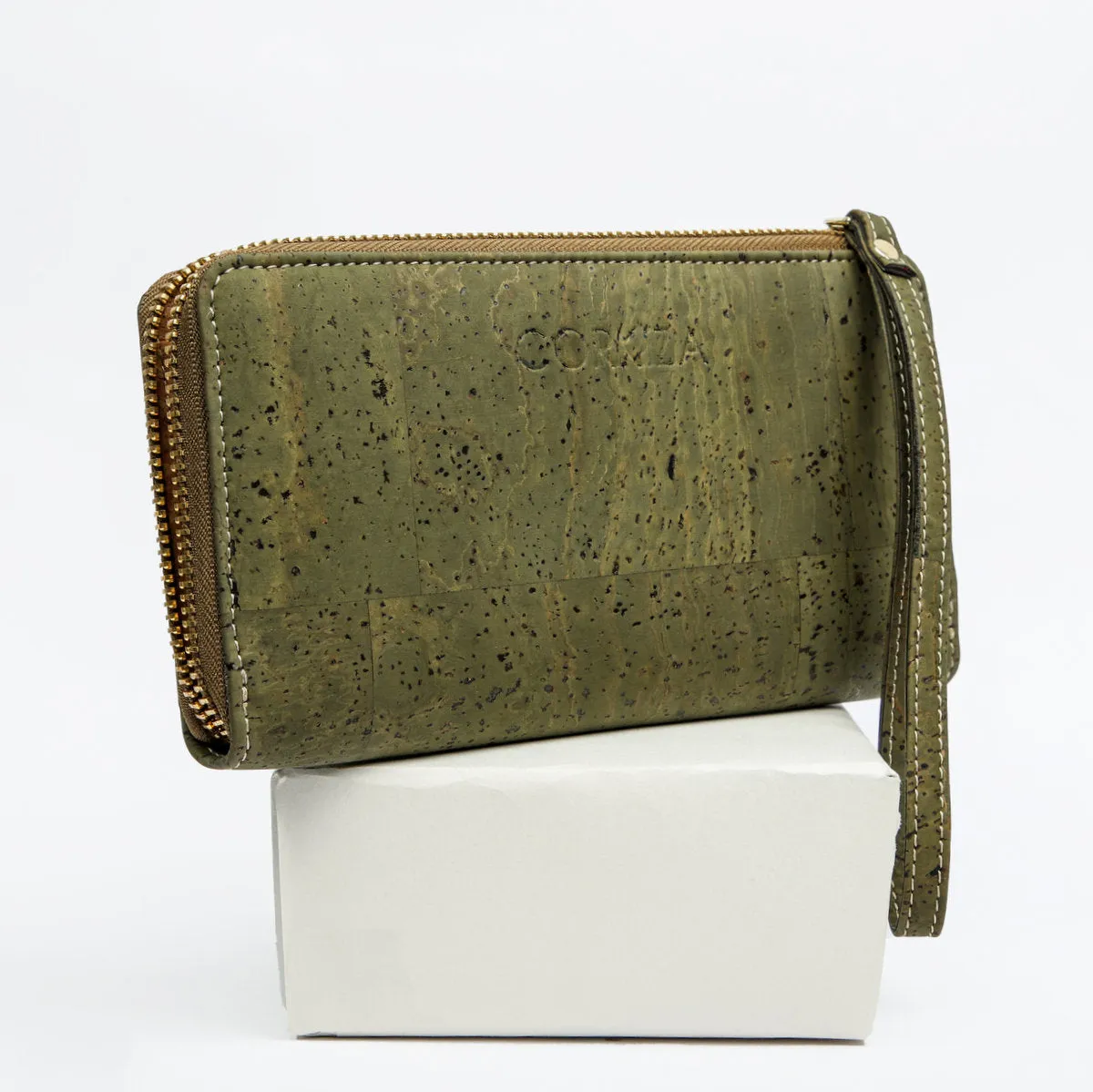 Zip around Cork wallet - Green