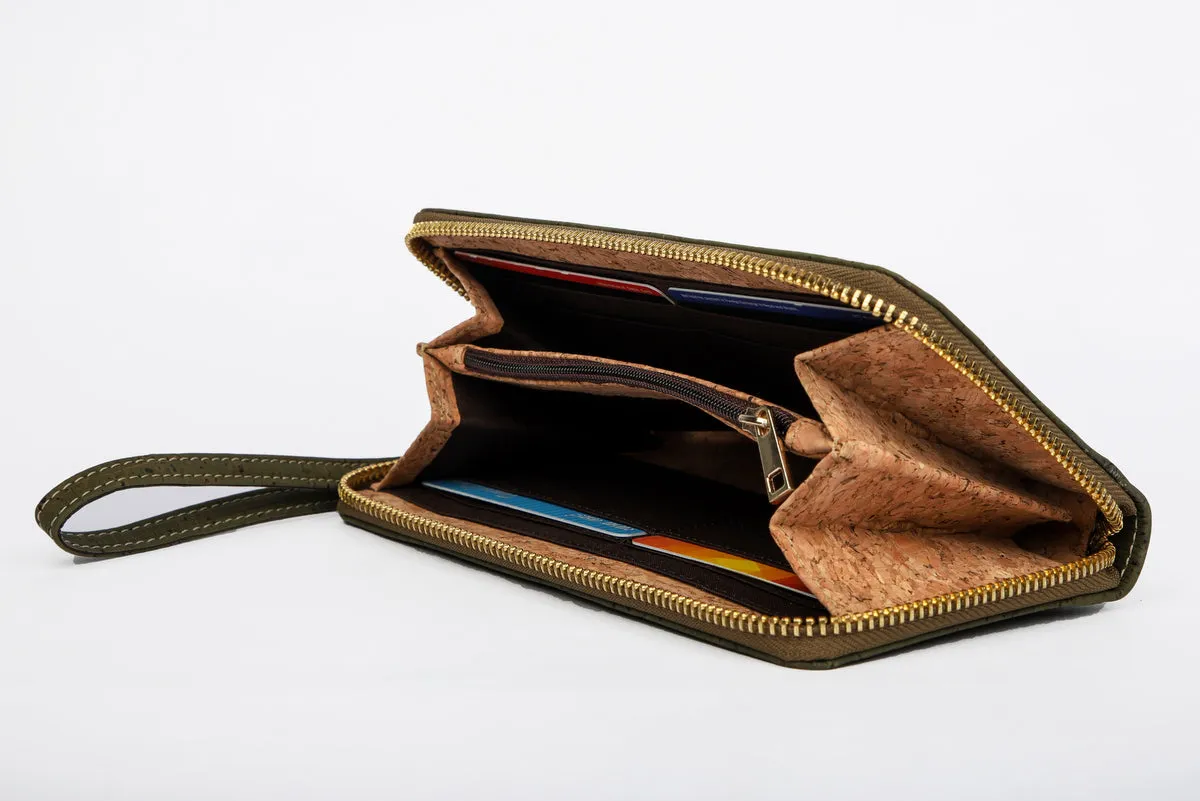 Zip around Cork wallet - Green