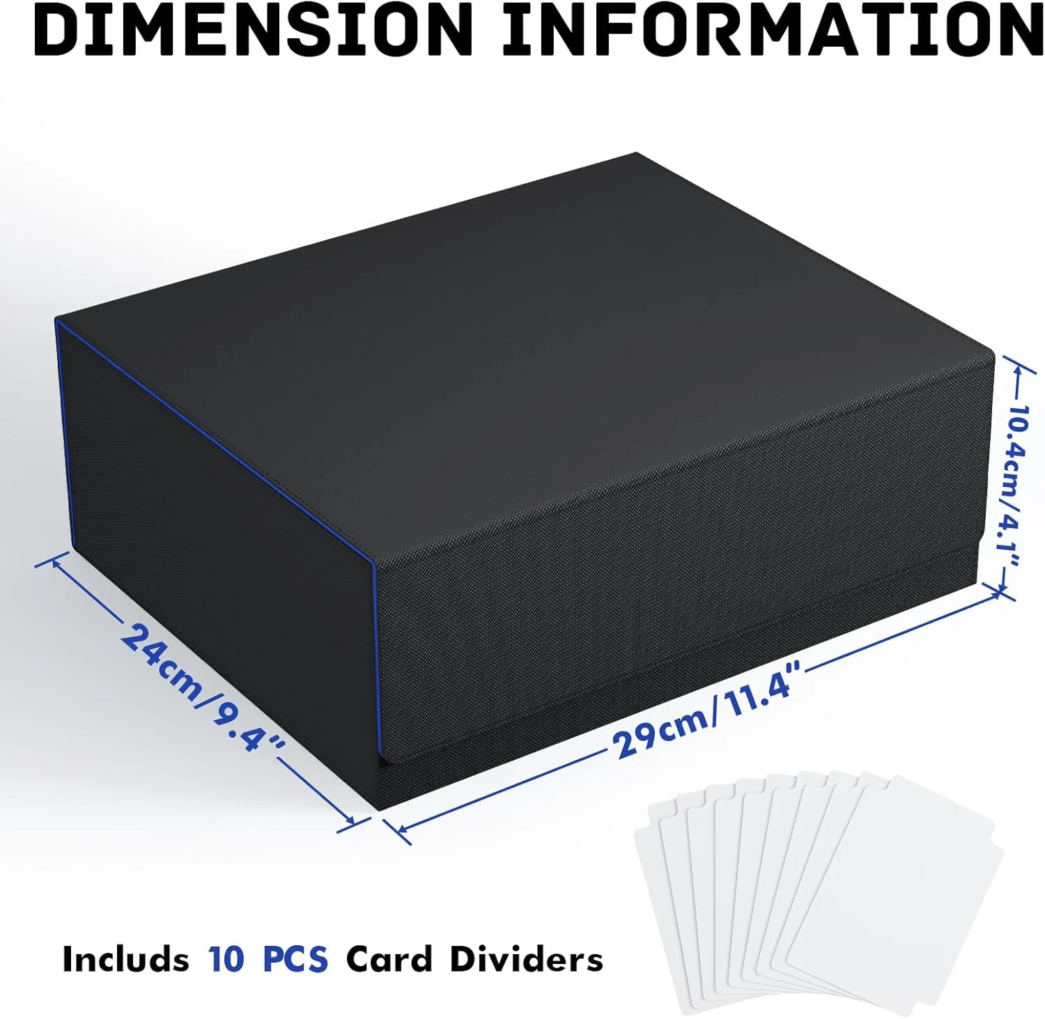 ZLCA Card Storage Box for MTG PTCG, Commander Deck Box Holds 1800 , Deck Storage Case, Card Organizer for TCG(Black&Blue)
