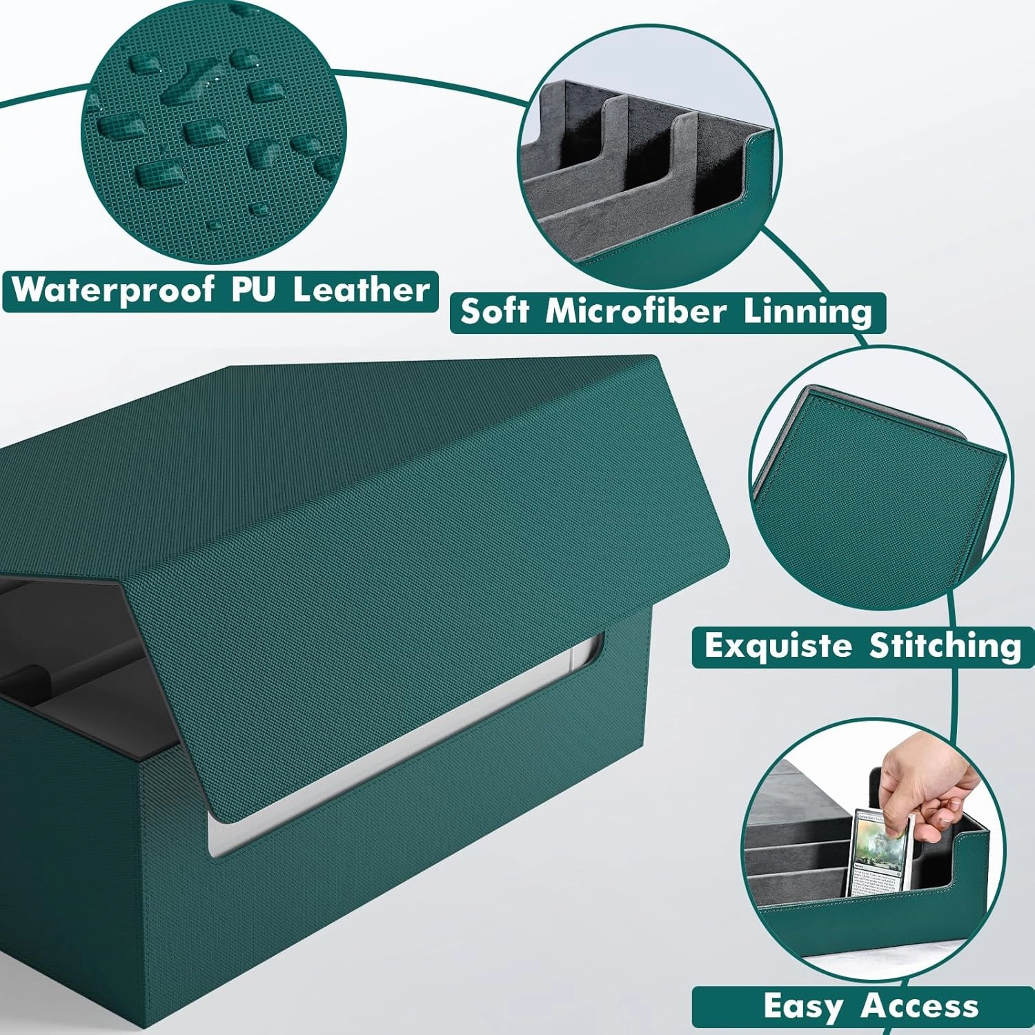 ZLCA Card Storage Box for MTG PTCG, Card Organizer for TCG Sport Cards(Green)