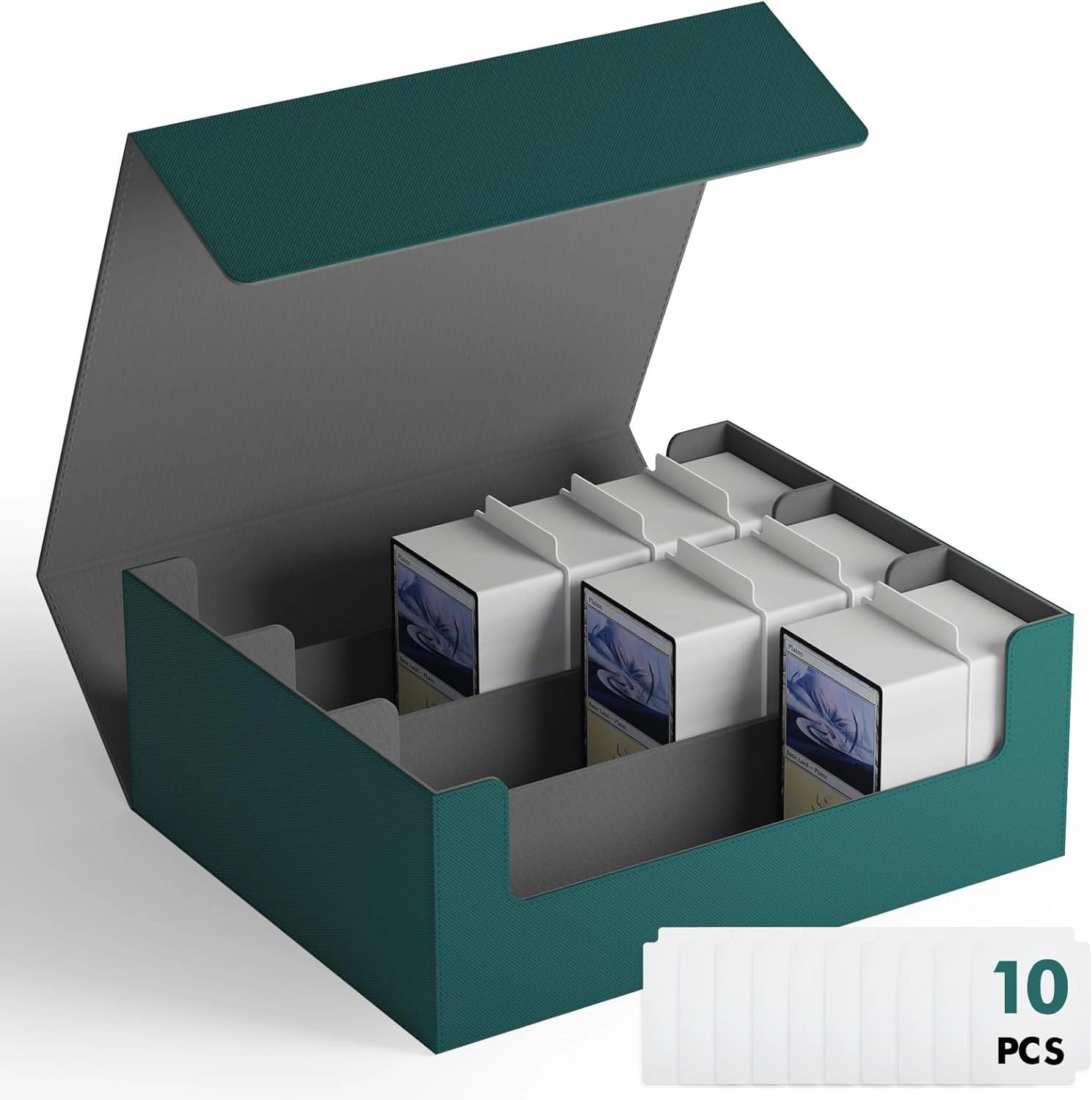 ZLCA Card Storage Box for MTG PTCG, Card Organizer for TCG Sport Cards(Green)
