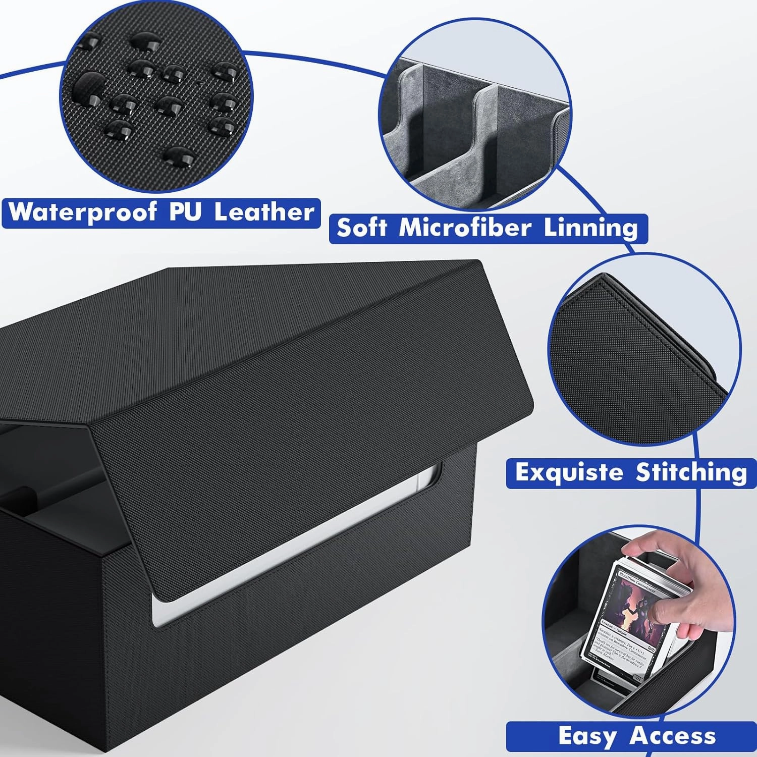 ZLCA Card Storage Box for MTG PTCG, Commander Deck Box Holds 1800  Cards, Card Storage Case, Card Organizer for TCG Sport Cards(Black)