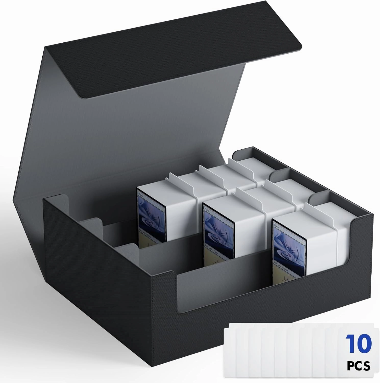ZLCA Card Storage Box for MTG PTCG, Commander Deck Box Holds 1800  Cards, Card Storage Case, Card Organizer for TCG Sport Cards(Black)