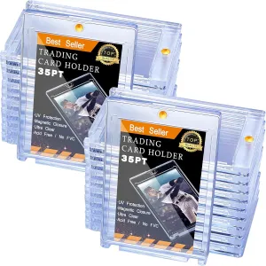 Zonon 30 ct Magnetic Trading Card Holders Protectors, 35 Pt Acrylic Hard Sleeves Case for Baseball Football Sports Game Standard Card Storage and Display