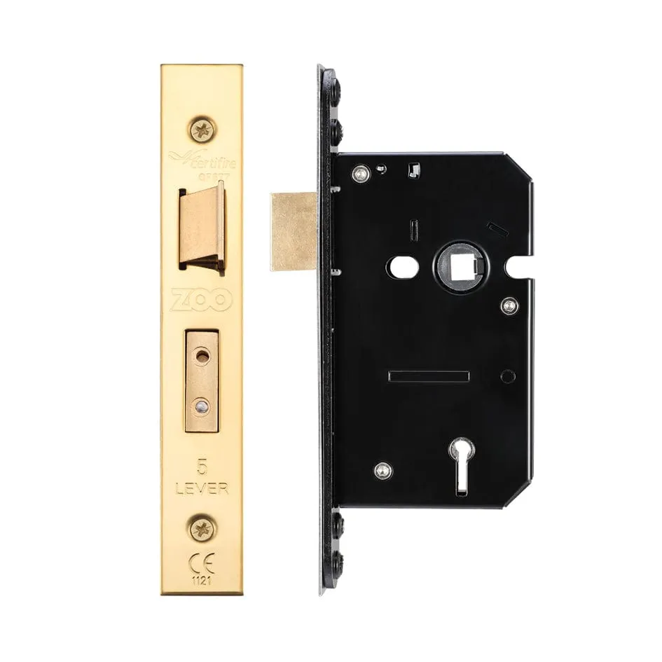 Zoo Hardware - 5 Lever Sash Lock - 64mm C/W PVD Forend and Strike