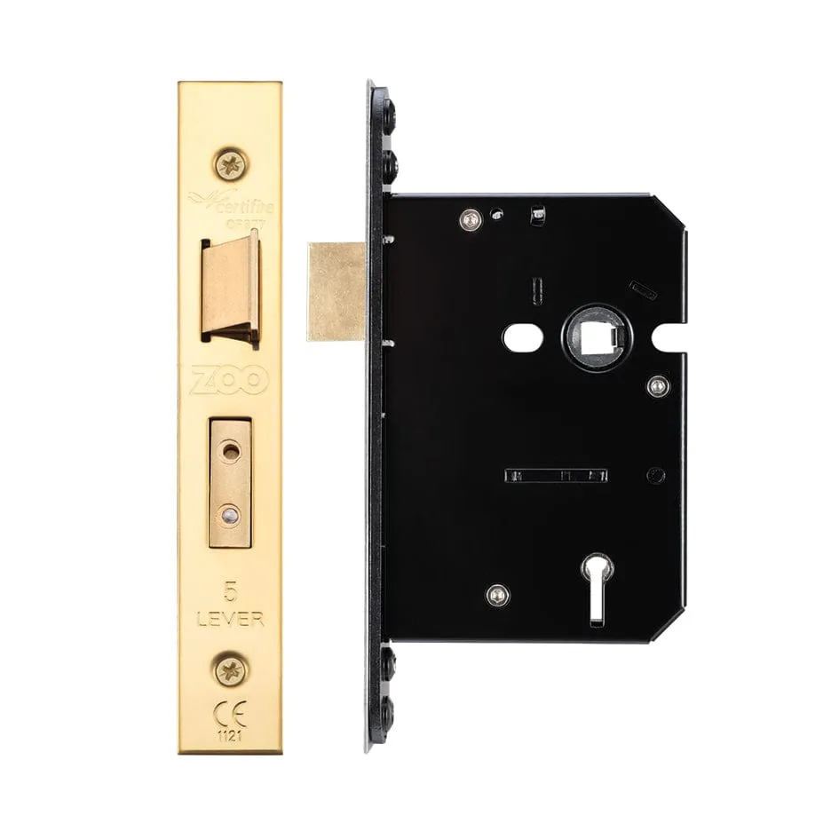 Zoo Hardware - 5 Lever Sash Lock - 76mm C/W PVD Forend and Strike