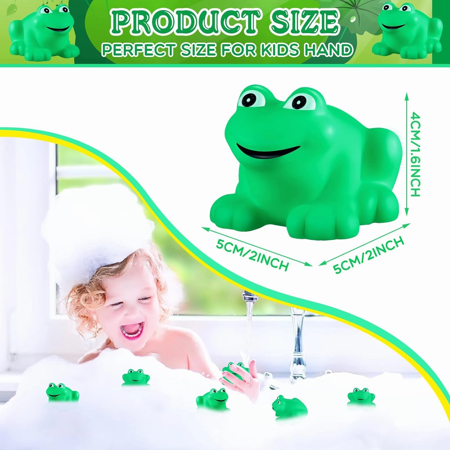 Zubebe Rubber Frogs Squeak and Floating Rubber Bath Toy Baby Shower Swimming Bathtub Toy for Shower Frogs Bathtub Birthday Party Decoration Boys Girls Bath Supplies(48 Pcs,Frog)