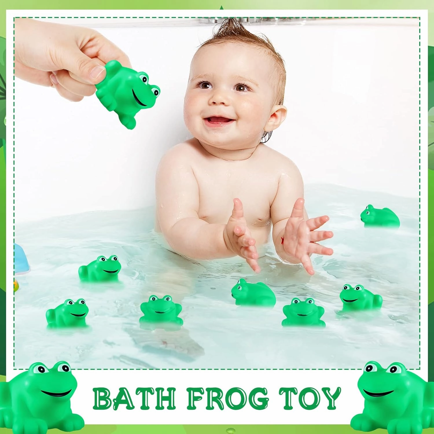 Zubebe Rubber Frogs Squeak and Floating Rubber Bath Toy Baby Shower Swimming Bathtub Toy for Shower Frogs Bathtub Birthday Party Decoration Boys Girls Bath Supplies(48 Pcs,Frog)