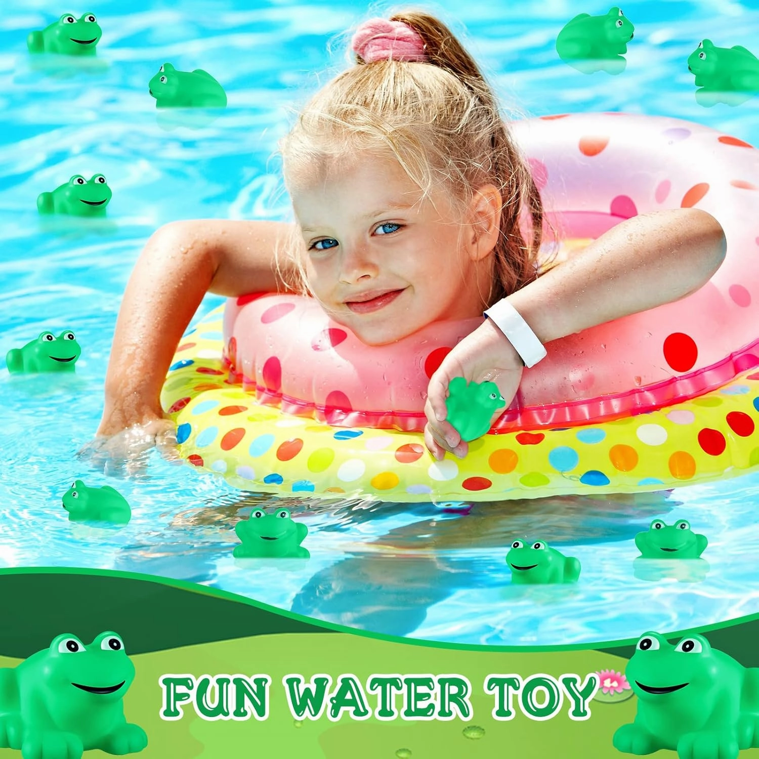 Zubebe Rubber Frogs Squeak and Floating Rubber Bath Toy Baby Shower Swimming Bathtub Toy for Shower Frogs Bathtub Birthday Party Decoration Boys Girls Bath Supplies(48 Pcs,Frog)